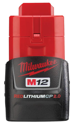 Milwaukee M12 REDLITHIUM 2.0 compact battery, designed for all-day cordless use
