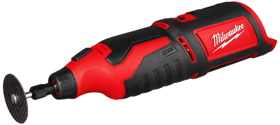 Milwaukee M12 rotary tool in compact design for precise work in tight spaces.