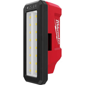 Milwaukee M12 Rover flood light in use on a worksite demonstrates flexible lighting
