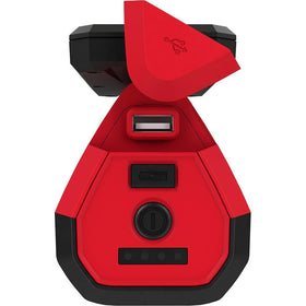 Milwaukee M12 Rover flood light USB charging port enables on-site device charging during service tasks