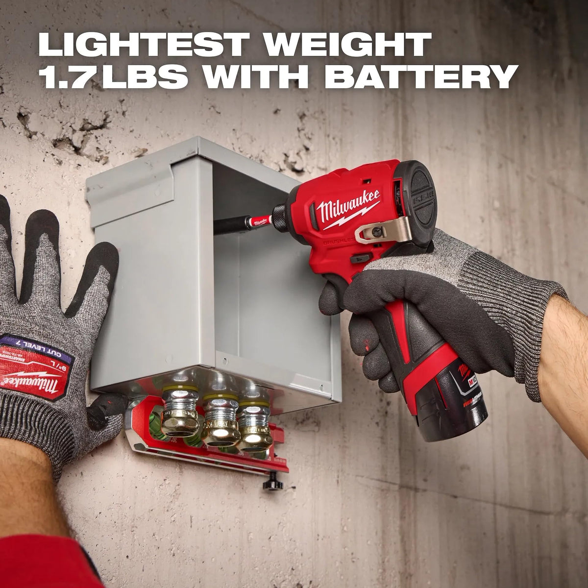 Milwaukee M12 Subcompact length 4.3 inches enables easy reach.