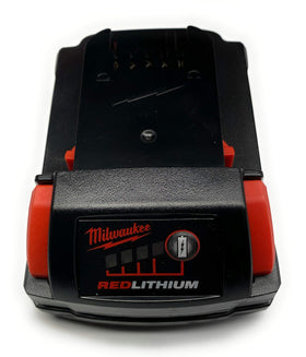 Milwaukee M18 1.5Ah battery side view emphasizes light weight for overhead tasks