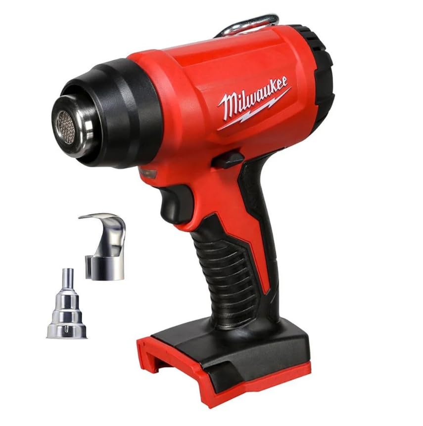 Milwaukee M18 BHG cordless heat gun in bare unit form, ideal for quick heat shrinking and deburring.