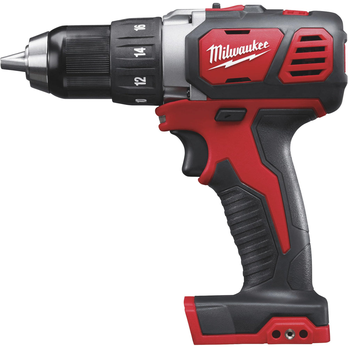 Milwaukee M18 drill with 1/2-inch keyless chuck for quick bit changes and versatile drilling