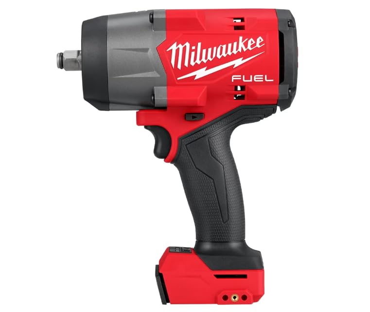 Milwaukee M18 FUEL 1/2 in high torque impact wrench with friction ring enables fast bit changes.