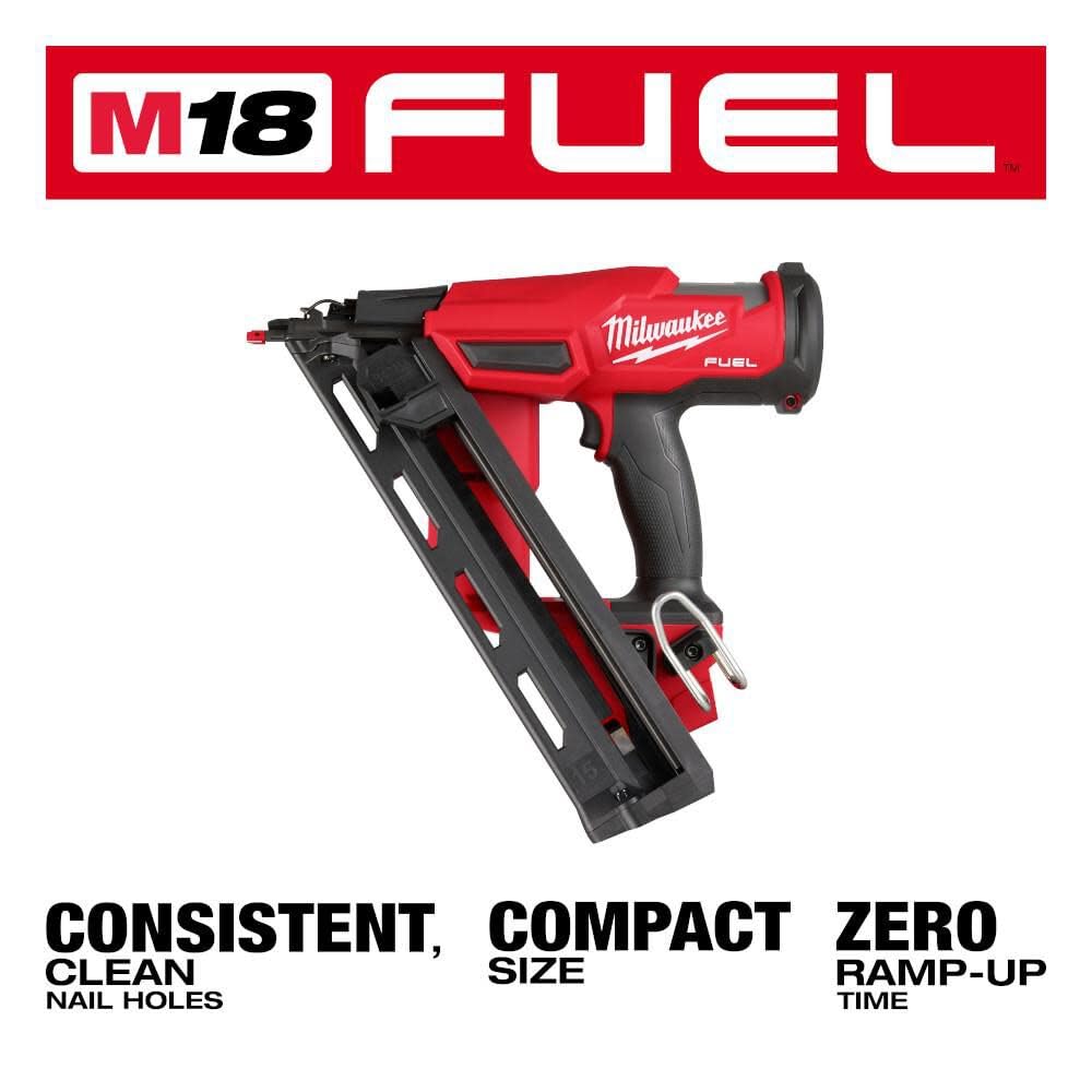 Milwaukee M18 FUEL 15-Gauge Finish Nailer reversible belt hook for mobility