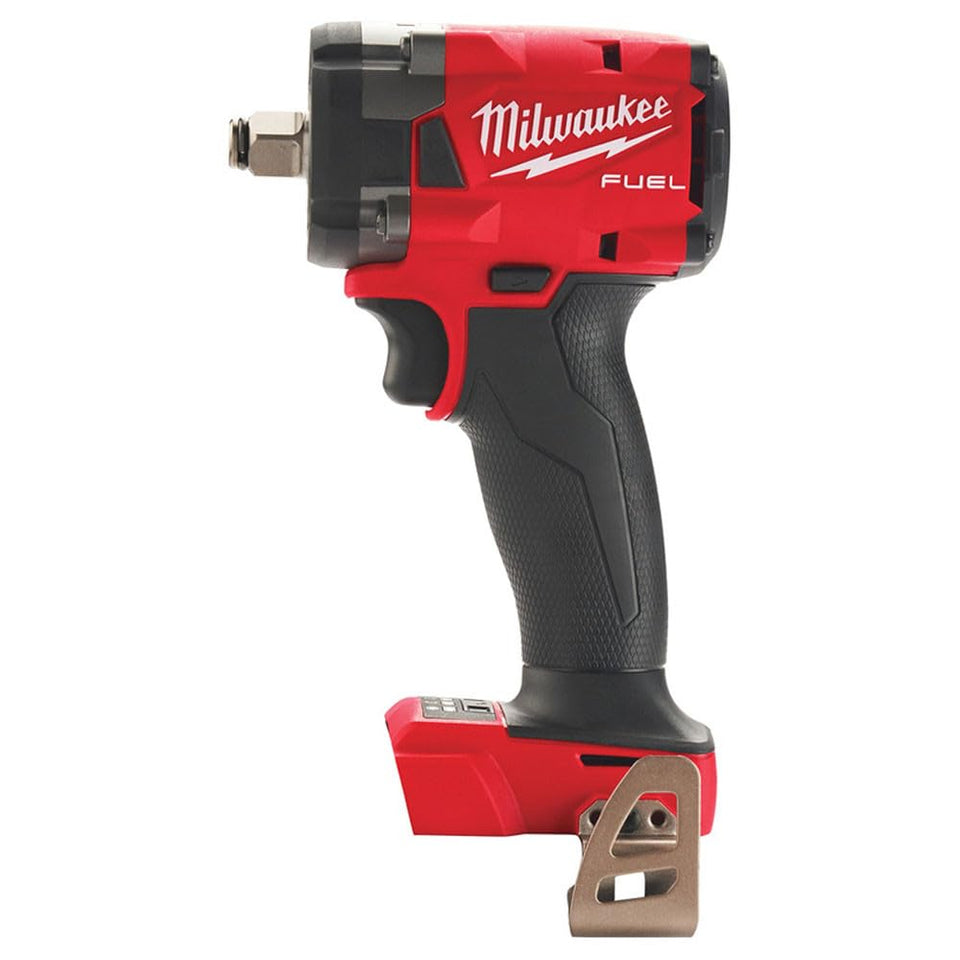 Milwaukee M18 FUEL 3/8-inch compact impact wrench close-up showing friction ring feature for quick bit changes.