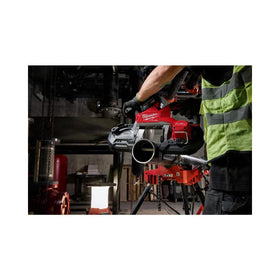 Milwaukee M18 FUEL Deep Cut Band Saw demonstrates 5x5 cut capacity for larger workpieces