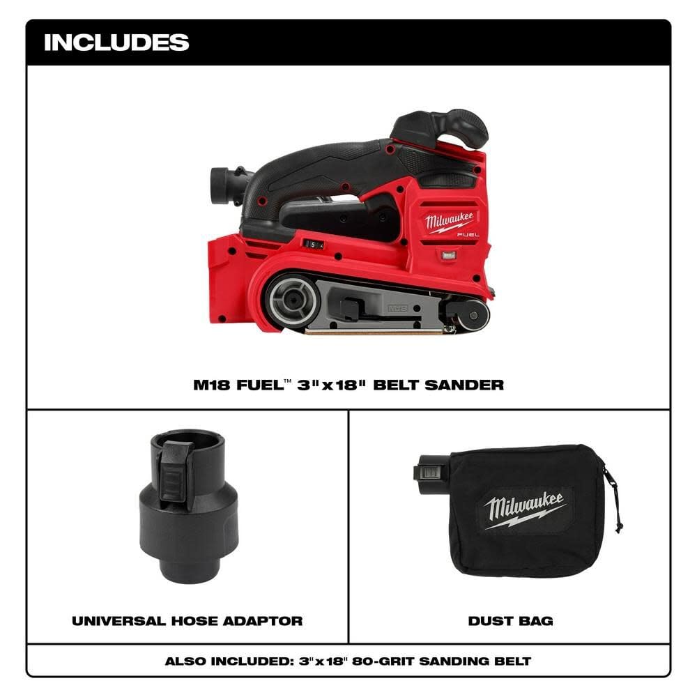Milwaukee M18 FUEL dust collection system attached to sander