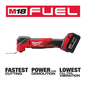 Close-up of the Milwaukee M18 FUEL Oscillating Multi-Tool blade in action