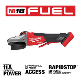 Milwaukee M18 FUEL paddle switch grinder shown for safer control in confined areas