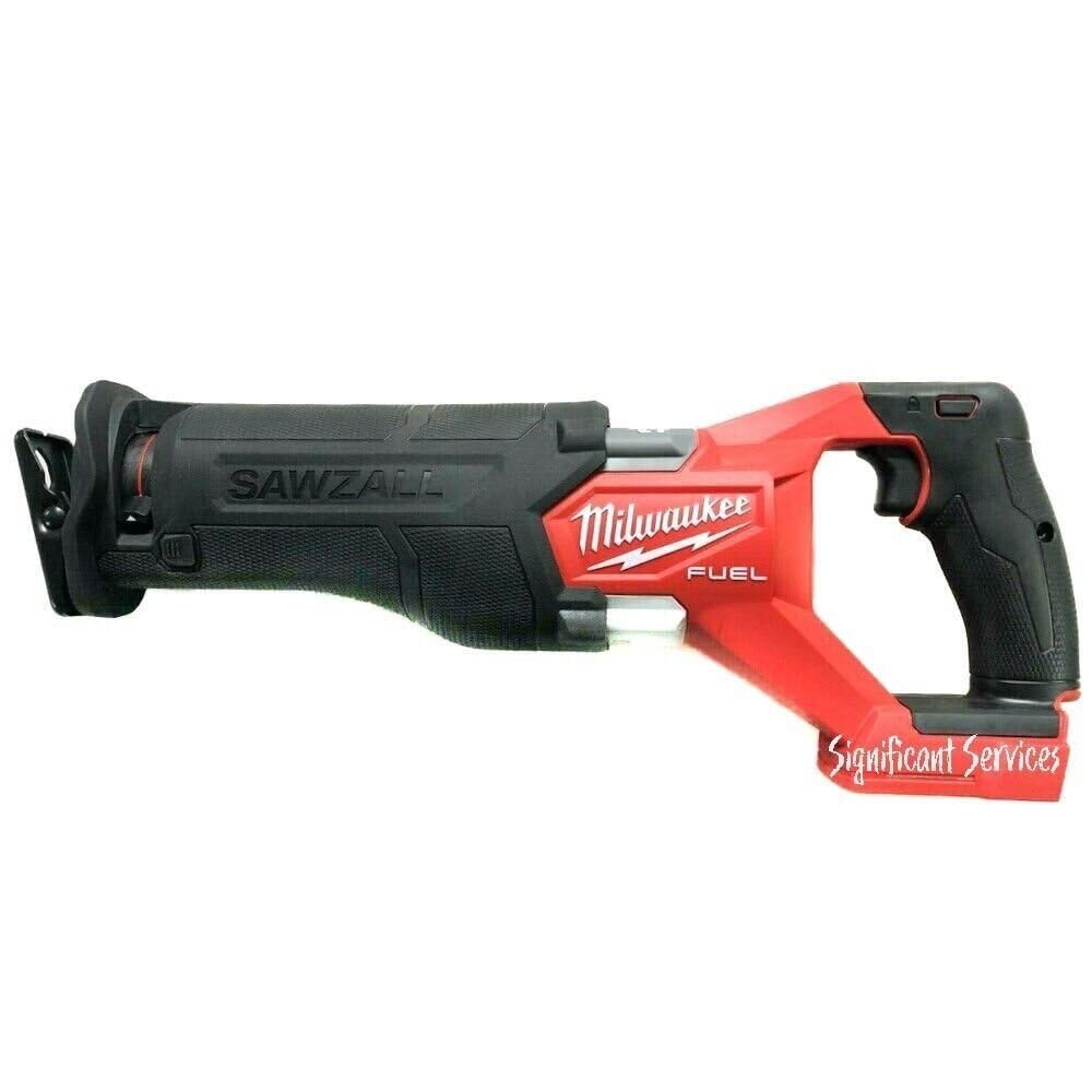 Milwaukee M18 FUEL Sawzall with built-in LED light illuminates the work area.