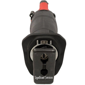 Milwaukee M18 FUEL Sawzall features metal reinforced connection for durability.
