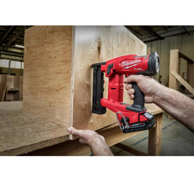 Milwaukee M18 FUEL stapler with dry fire lockout visible