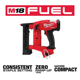 Milwaukee M18 FUEL stapler in sequential mode at work on cabinetry