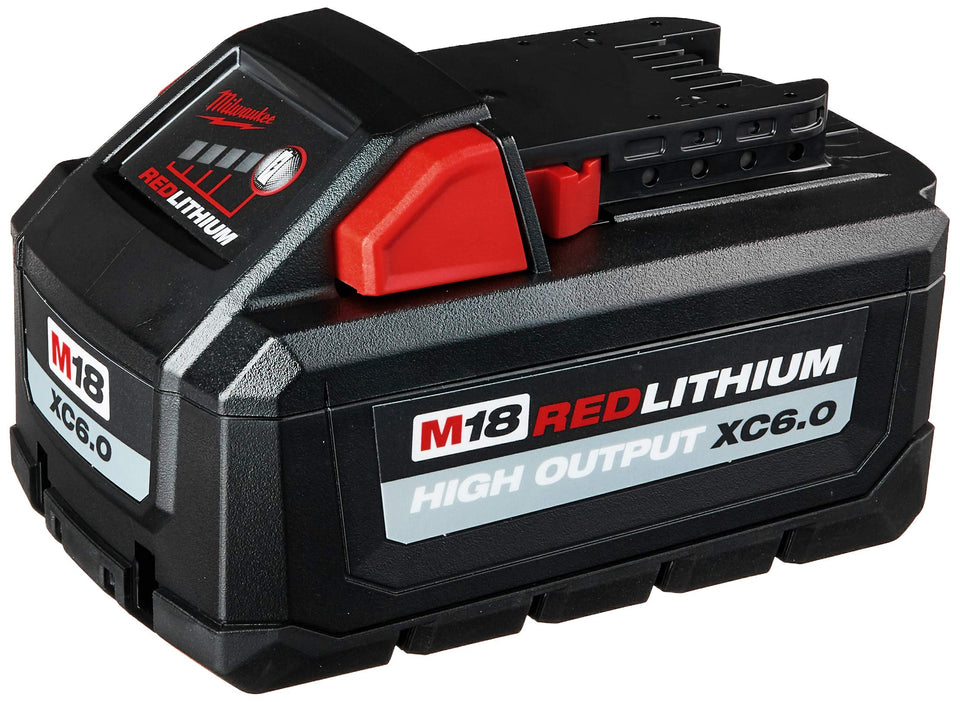 Milwaukee M18 High Output 6Ah battery in use showing extended runtime for tools