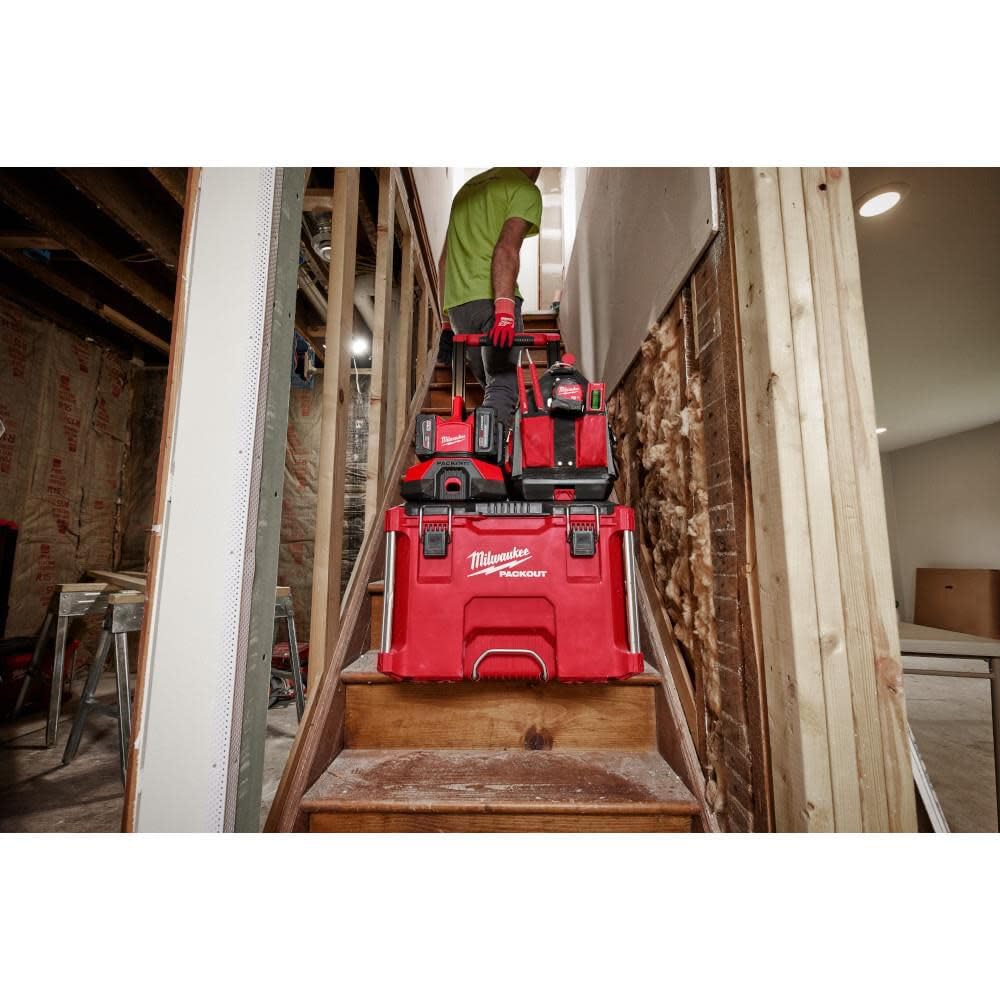 Milwaukee M18 PACKOUT Six Bay Rapid Charger storage caddies tuck accessories neatly