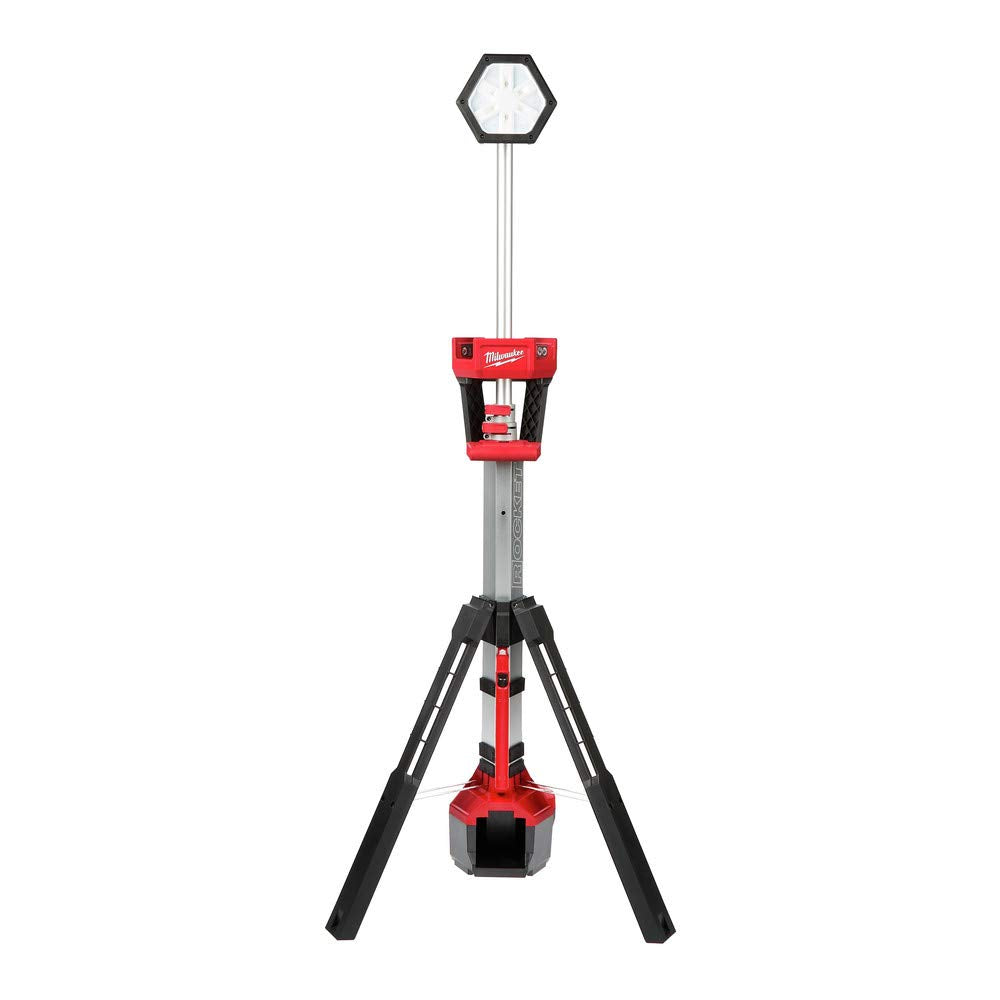 Milwaukee M18 Rocket dual power tower light brightens the work area with even illumination