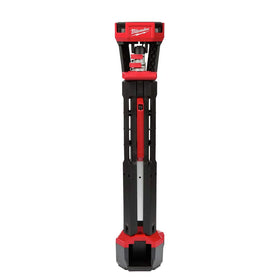 Milwaukee M18 Rocket dual power tower light on a job site providing bright coverage