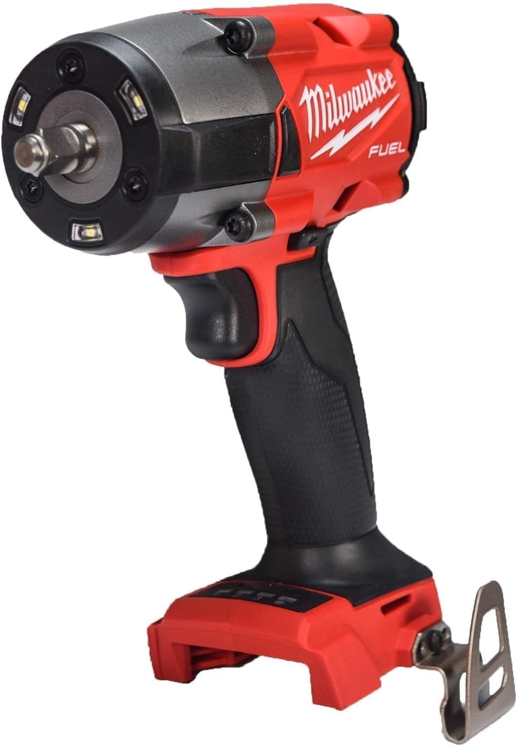 MILWAUKEE mid-torque impact wrench with 18V battery for cordless convenience.