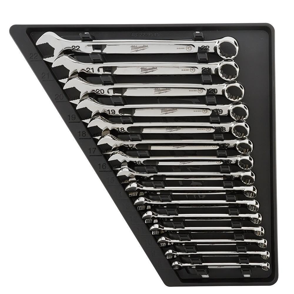 Milwaukee MLW48-22-9515 metric wrenches in organized storage tray for quick access.