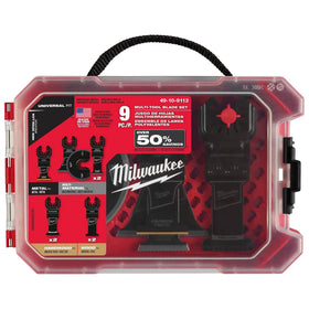 Milwaukee Open-Lok blade kit label highlights compatibility and durability.