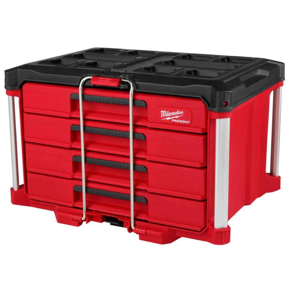 Milwaukee Packout 4-Drawer Organizer closed for secure storage.