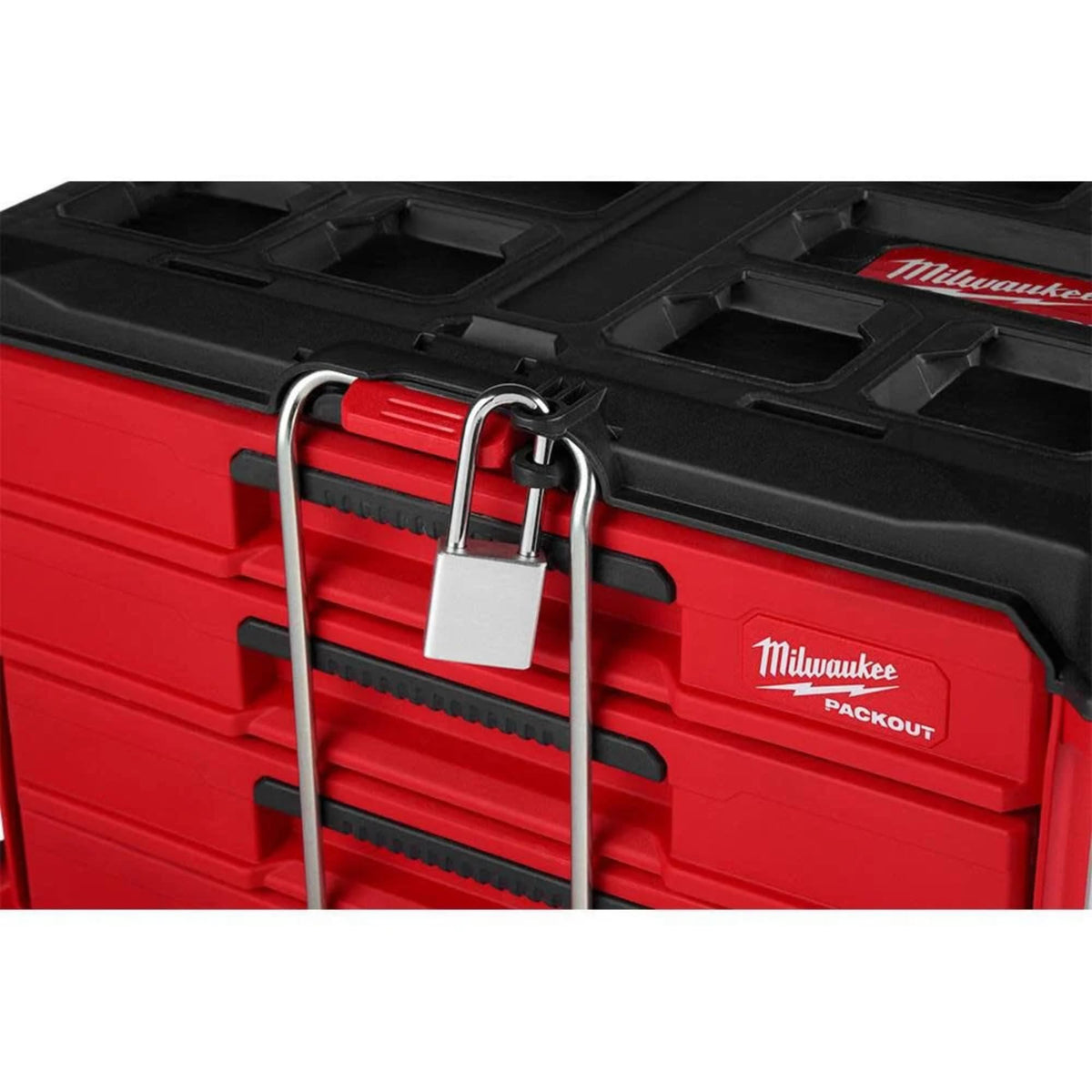 Milwaukee Packout 4-Drawer Organizer modular connectivity with PACKOUT system.