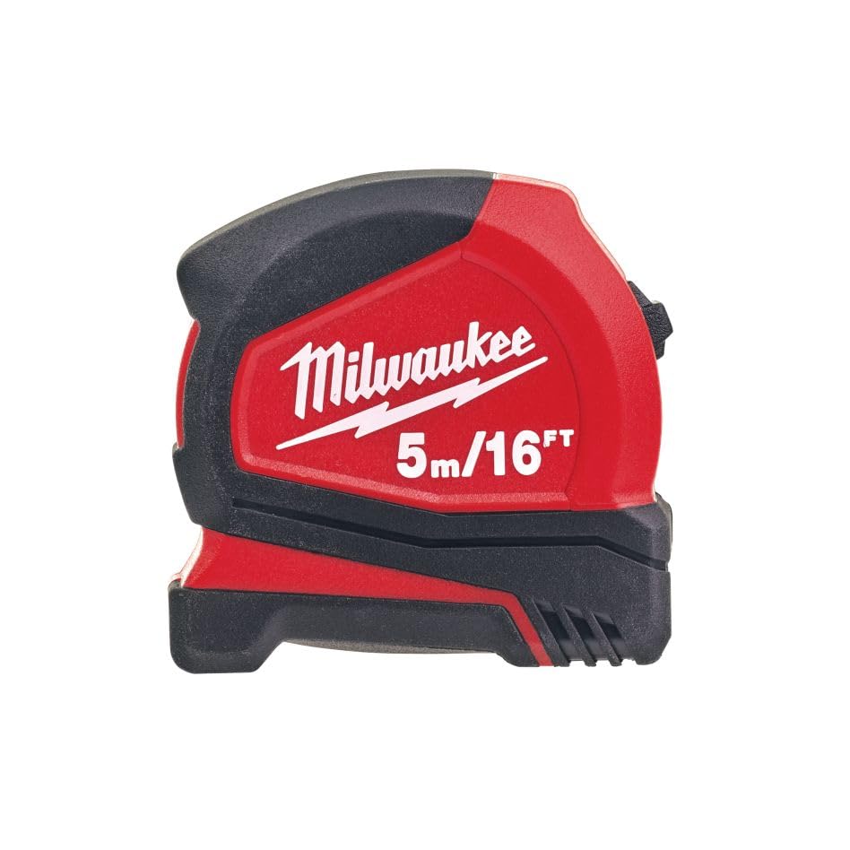 Milwaukee Pro Compact tape measure in red with 5 m blade for quick on-site measurements