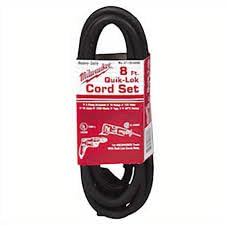 Milwaukee Quik-Lok 8ft cord with 3-wire grounded plug for quick tool cord replacement