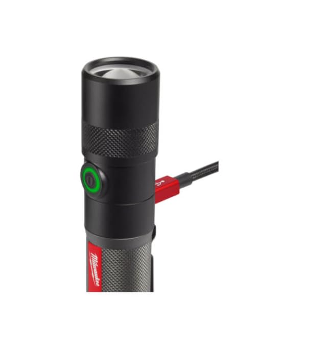 Milwaukee flashlight charging dock showing easy recharge and readiness