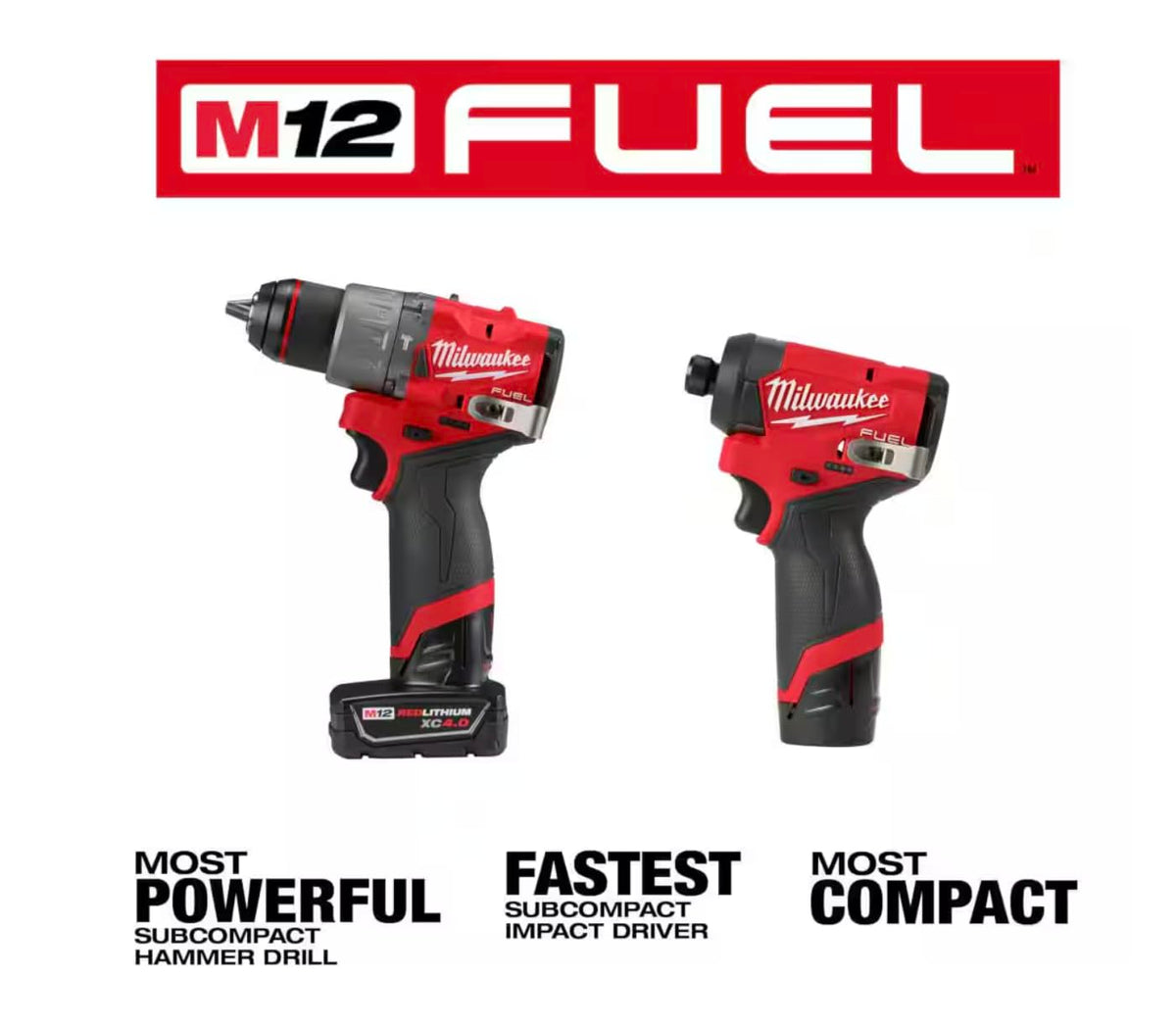 Milwaukee REDLITHIUM 2.0 battery pack offering extended runtime.