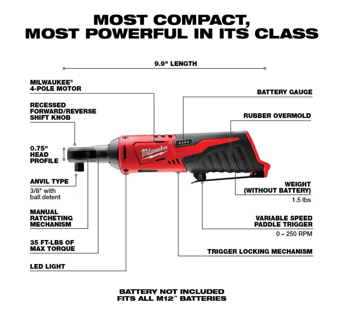 Milwaukee REDLITHIUM XC 4.0 battery pack for longer work time.