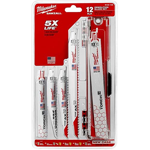 Milwaukee Sawzall ultimate demolition blade set case keeps blades organized for fast on-site access.