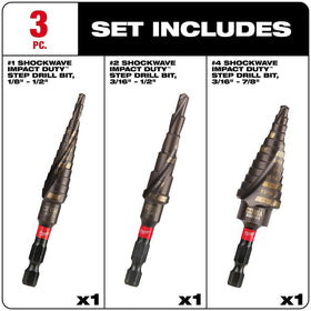 Milwaukee SHOCKWAVE 3/16–7/8 in step bit enables larger hole sizes