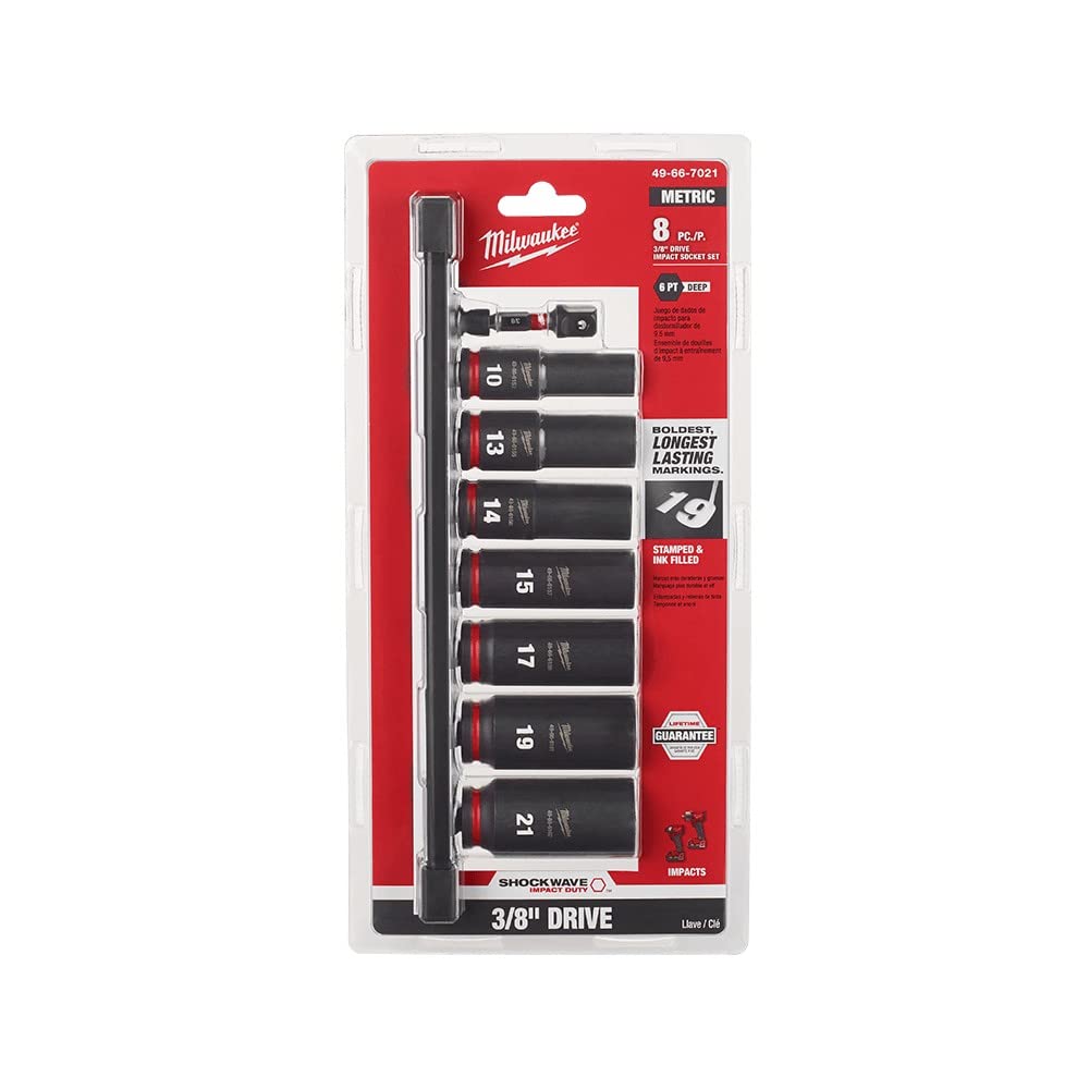 Milwaukee SHOCKWAVE 8pc metric deep sockets for high-torque fasteners