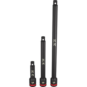 Milwaukee Shockwave IMP Duty 3/8-Dr extension set shows durable drive extensions for tough jobs.