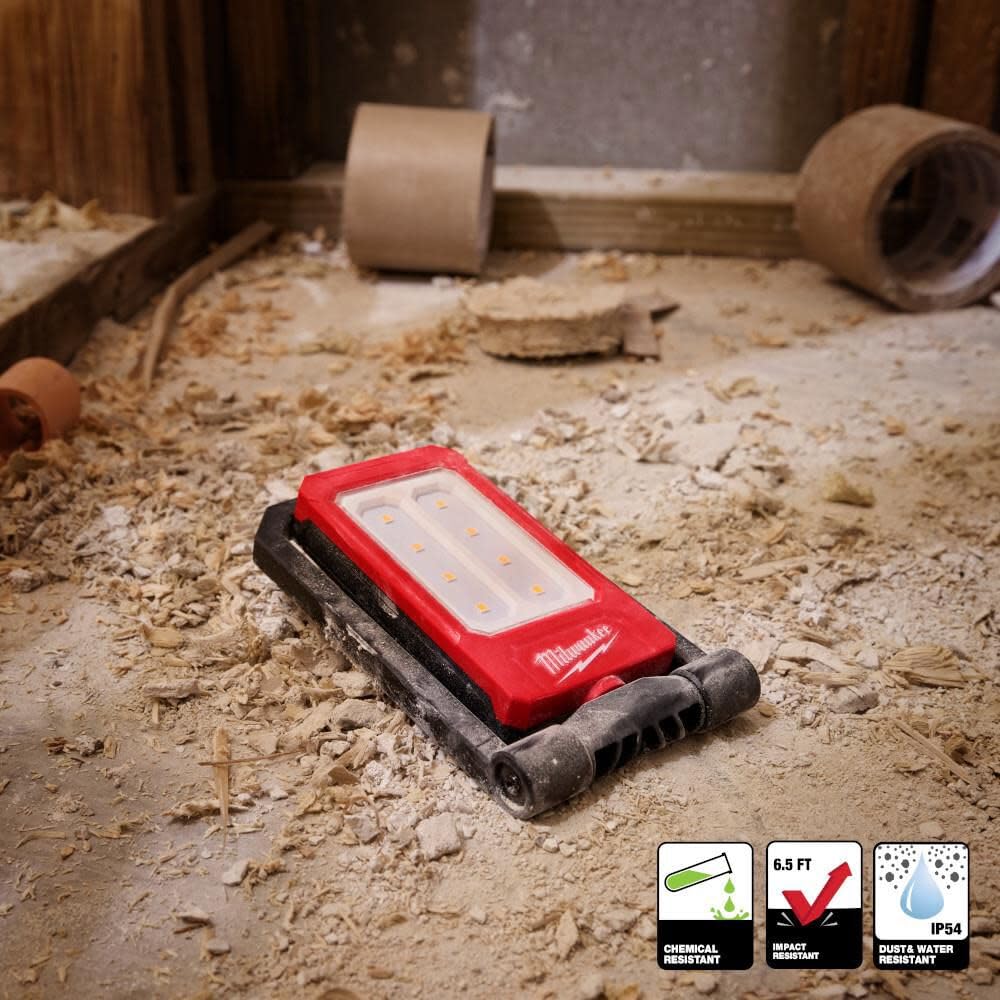 Milwaukee sleek red finish complements professional workshop aesthetics.