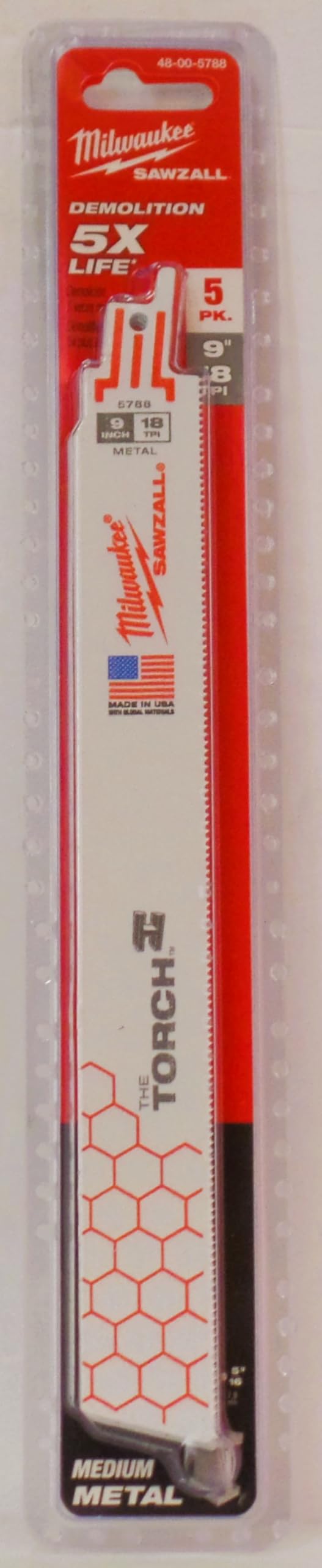 Milwaukee TORCH 9-inch bi-metal blade for fast metal cutting in demolition and remodeling projects