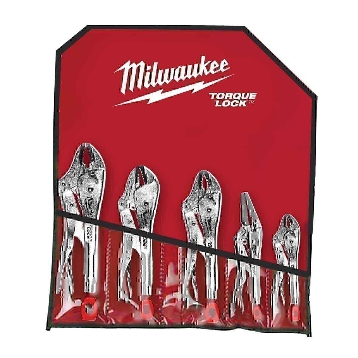 Milwaukee Torque Lock pliers front view showing fast setup and strong gripping power.