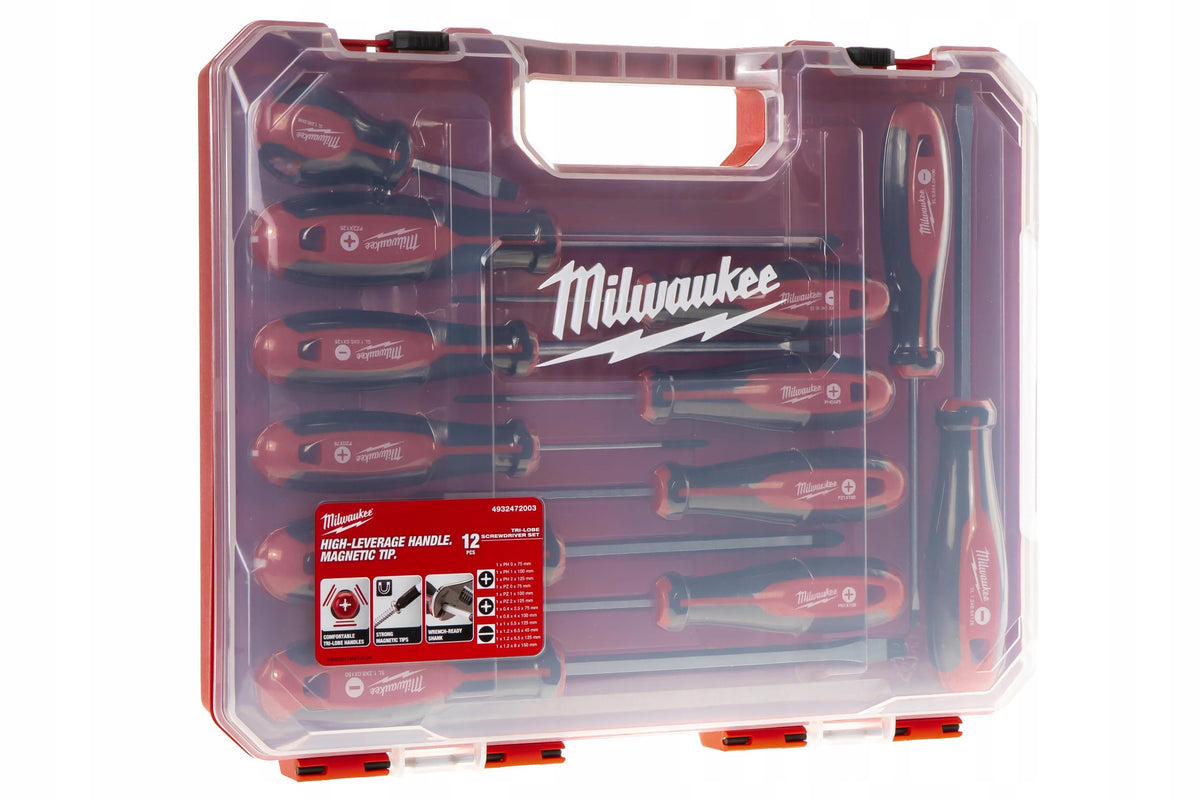 Milwaukee assorted sizes provide compatibility with multiple screw heads.