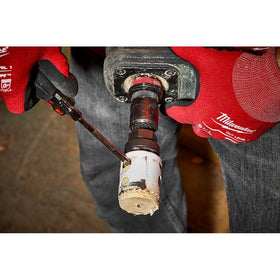 Universal arbors enable quick changes with Milwaukee hole saw system.