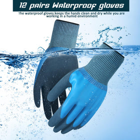 Mimorou latex-coated gloves offer waterproof protection for liquids