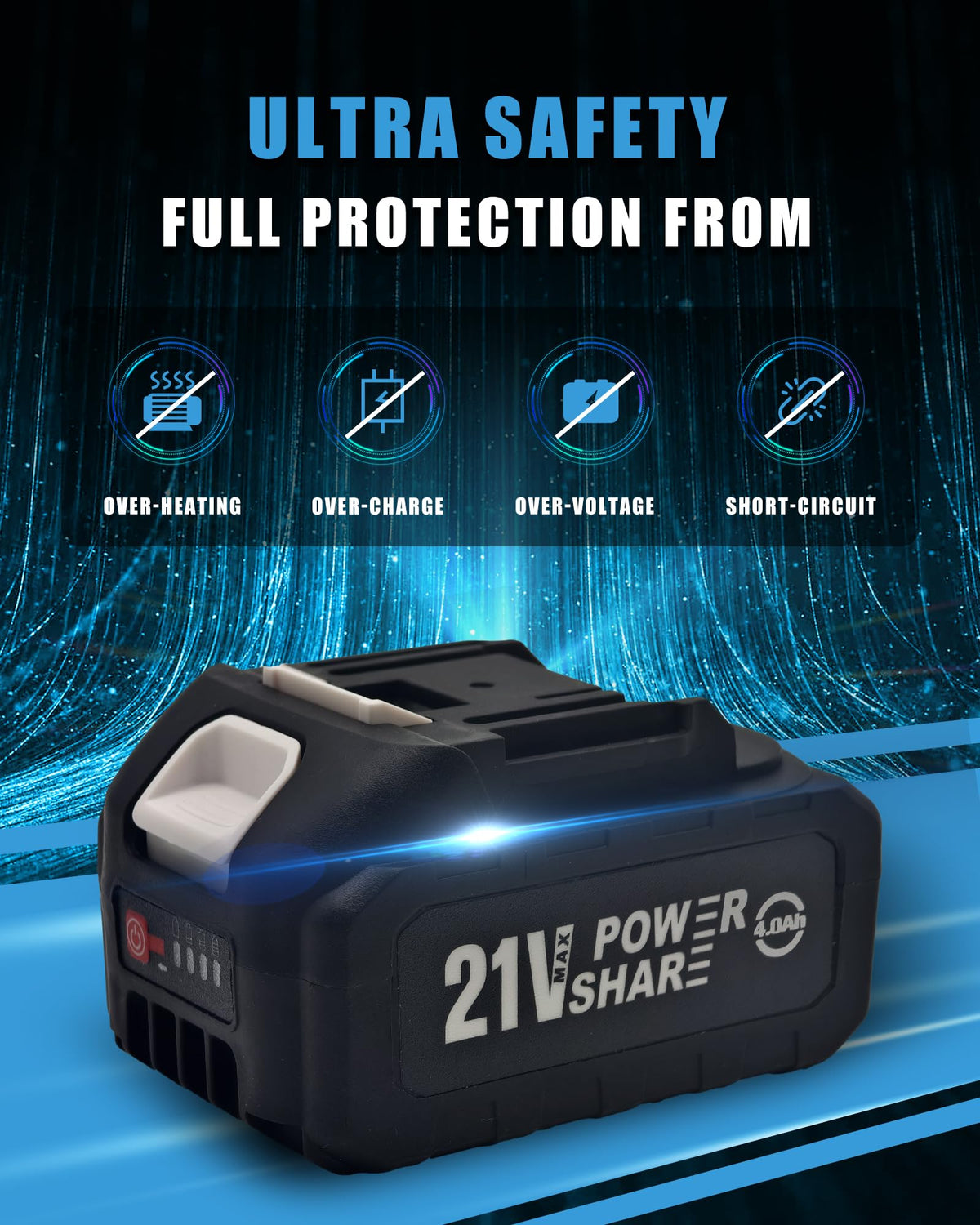 MIMYTH 21V battery with charger dock enables quick top-ups.