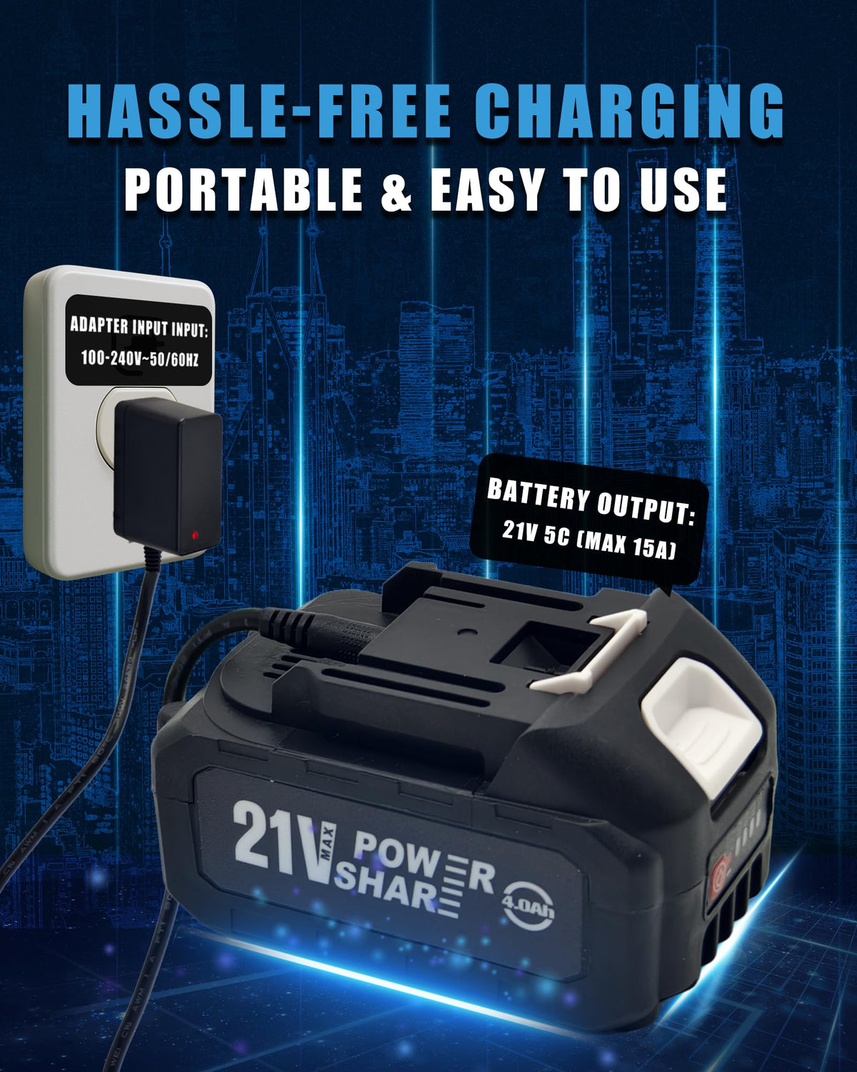 MIMYTH 21V battery in use with cordless washer shows extended runtime.