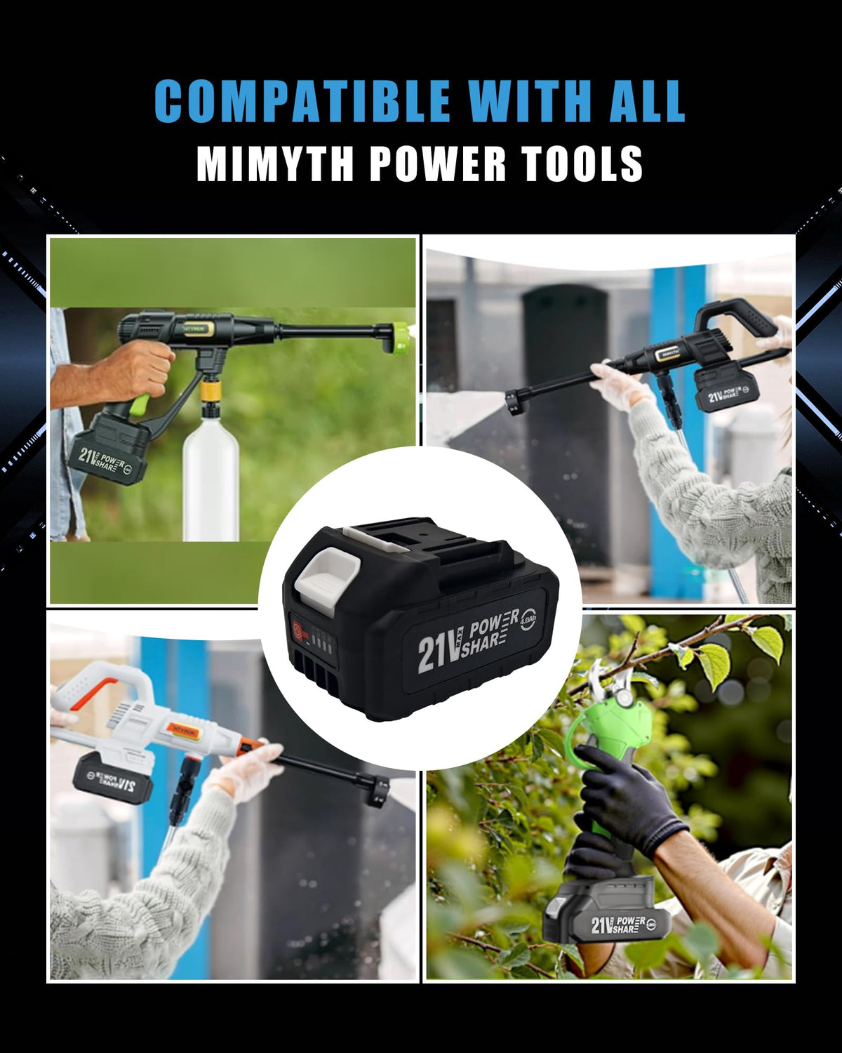 MIMYTH 21V battery value pack highlights affordable, long-lasting power.