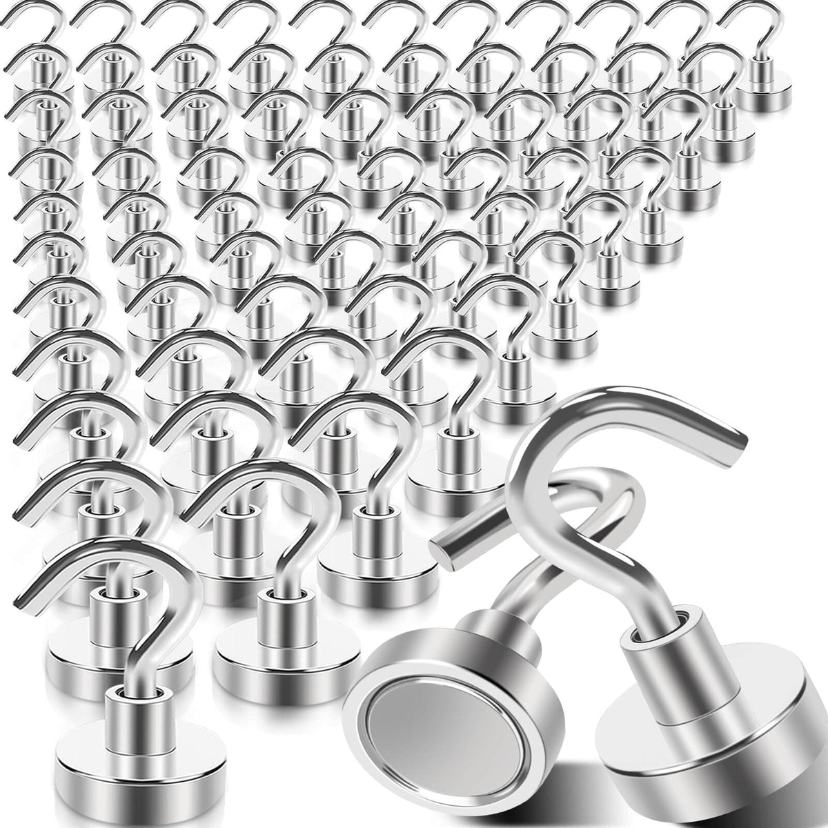 MIN CI 68-pack magnetic hooks hold up to 25 lbs vertically for sturdy storage