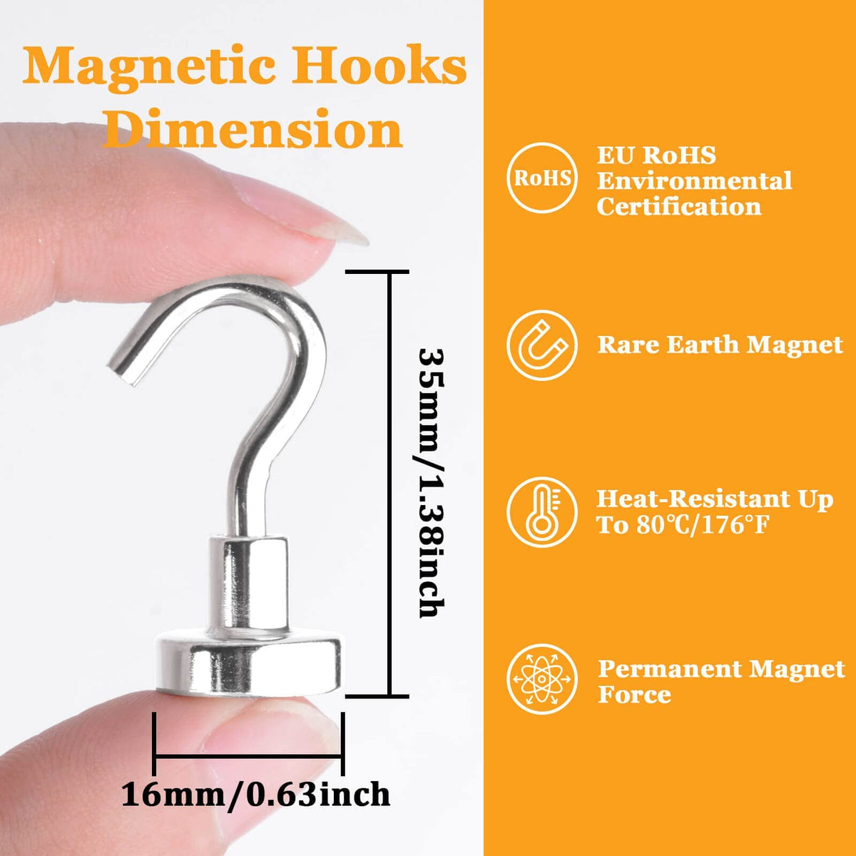 MIN CI rare-earth magnet base with stainless hook for durable mounting
