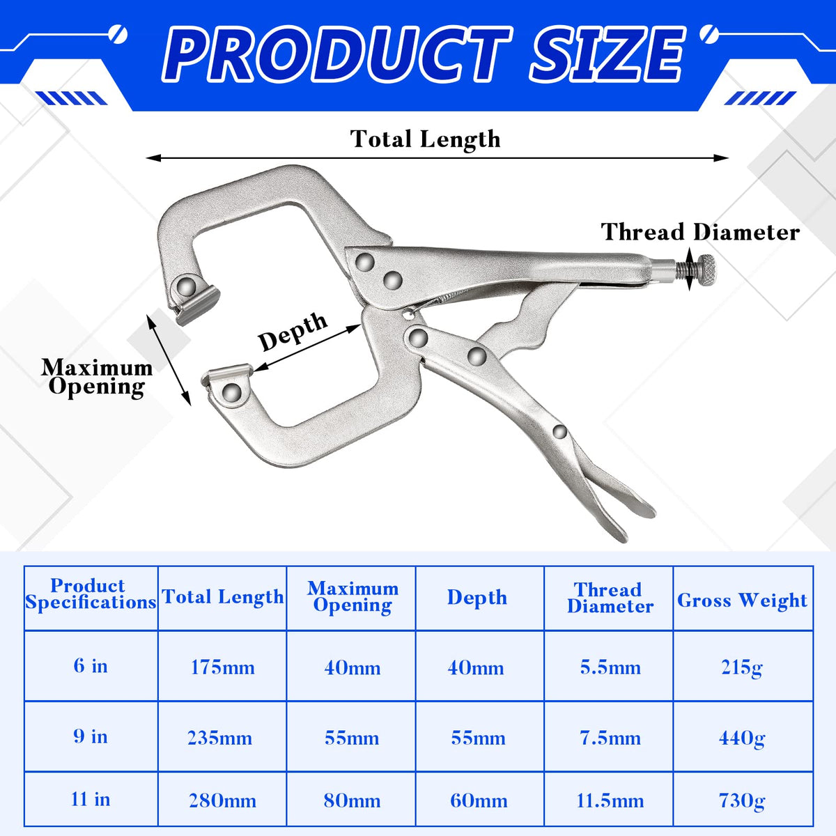 Minatee 6-inch swivel-pad locking C-clamp stabilizing irregular surfaces during assembly
