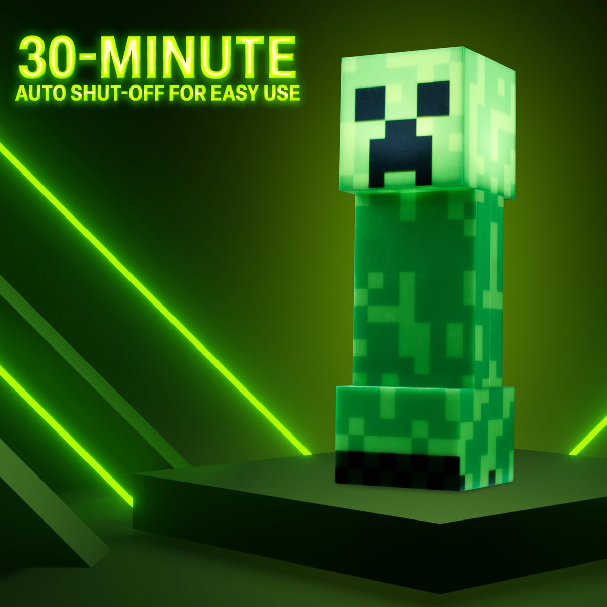 Minecraft Creeper Torch desk decor in a kid's bedroom setup